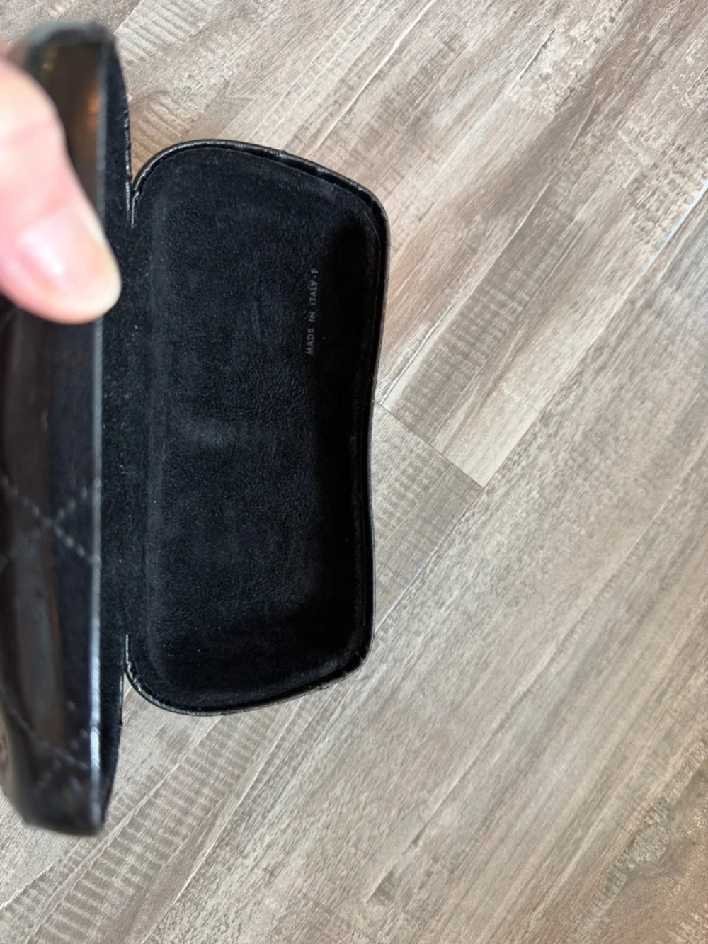 CHANEL Black Quilted Leather Eyewear Case with CC Logo